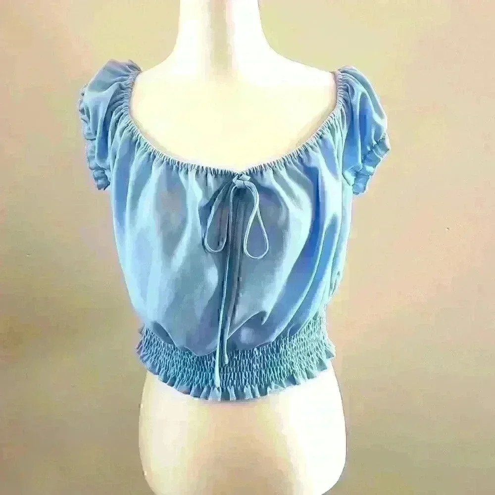 Shein baby Blue short sleeve crop  top US XXL